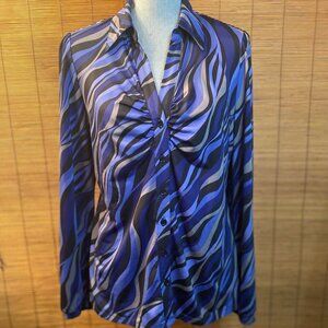 INC Button Down Blouse Shirt Size Large EUC
